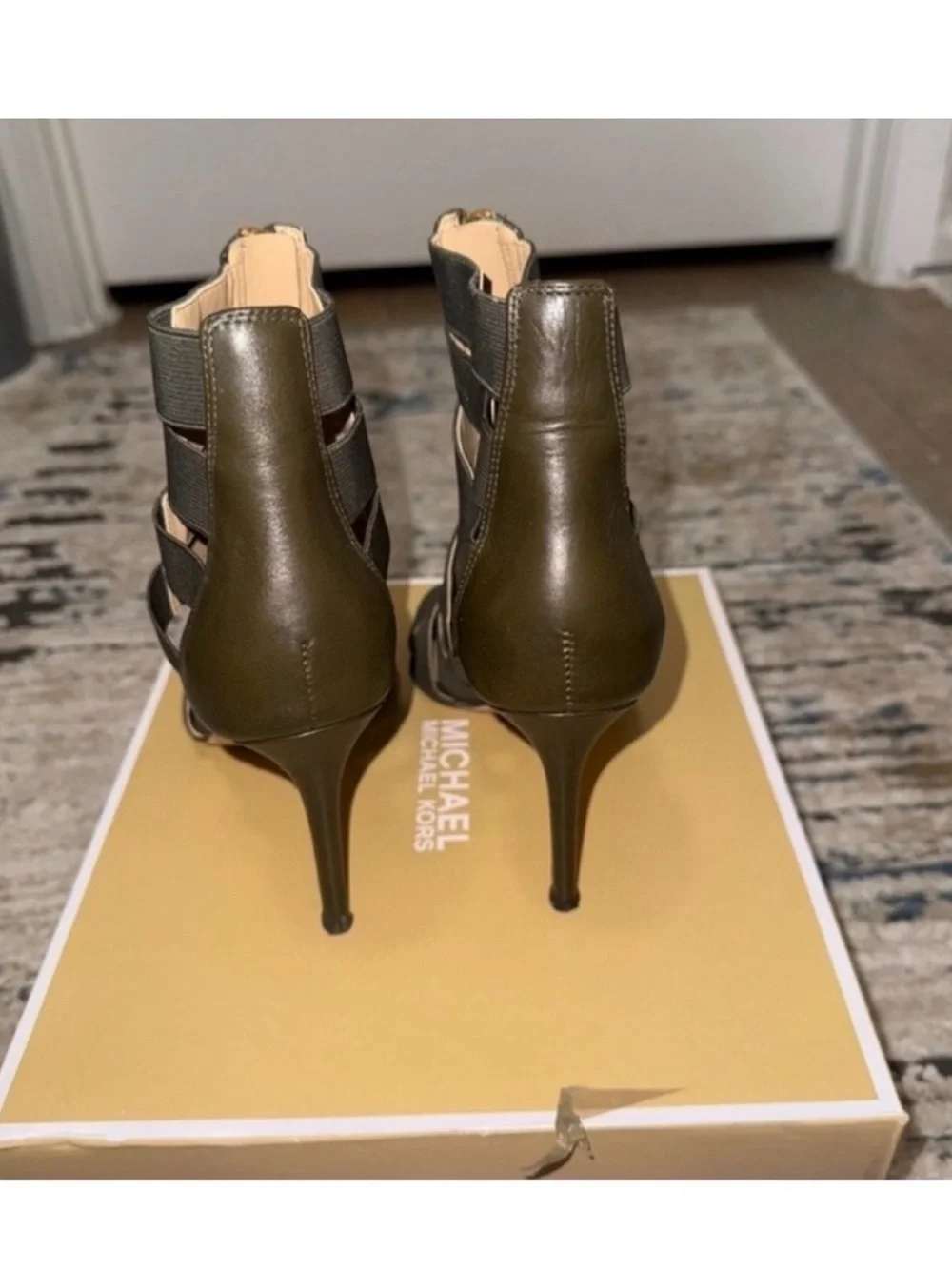 Michael Kors Dark Brown Strappy Zip Stiletto Sandal - Picture 6 of 9
